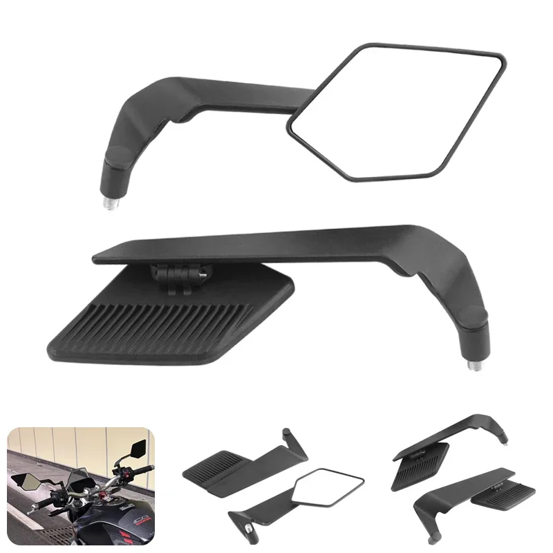 

Motorcycle Mirror Rearview Mirrors mopeds Back Side Mirror CNC Rearview Mirror Fixed Wing 2Pc Universial