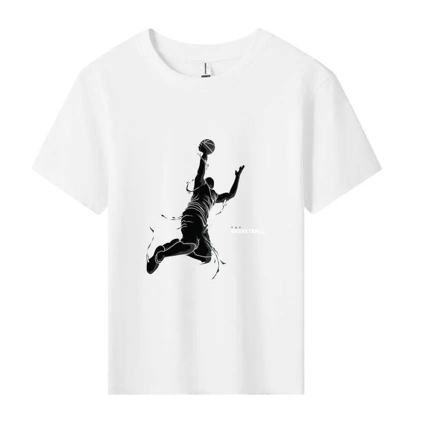 Basketball superstar classic moves Graphic Print Cotton T-shirt Round Neck Tees Tops Soft Comfortable Boys Girls Summer Clothes