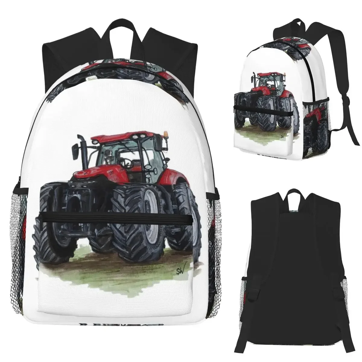 Big Red Tractor Student Backpack School Bag Hiking Travel Daypack for Men Women Fashion Bookbag Shoulder Bags