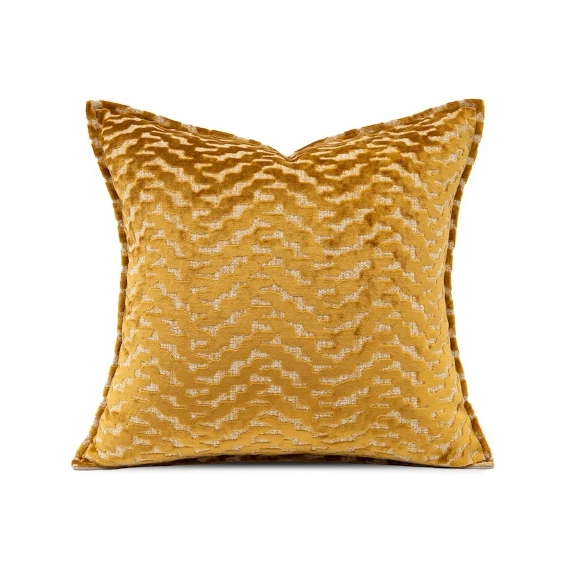 Yellow Wave Pillows Brown Geometric Jacquard Cushion Case Modern Luxury Decorative Pillow Cover For Sofa Chair Home Decorations
