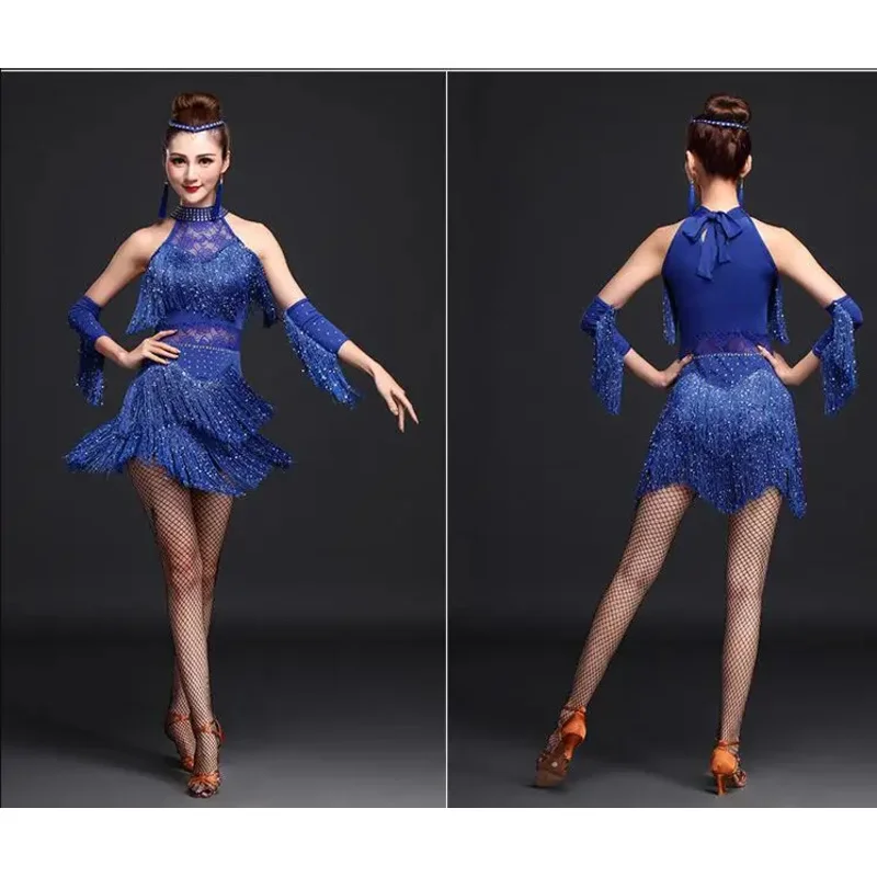 Vestido de dança latina sexy com franja para mulheres e meninas, salsa, salão de baile, tango, rumba, samba, novo 2018
