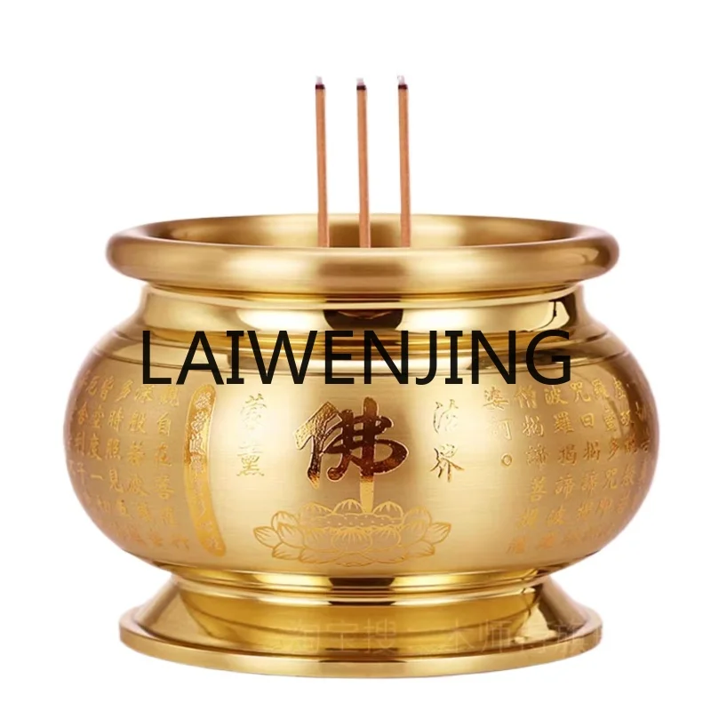 RWJ Copper Incense Indoor Worship Incense Incense Burner Lotus Bowl Buddha Worship Smoke-Free Brass Stove Bodhisattva