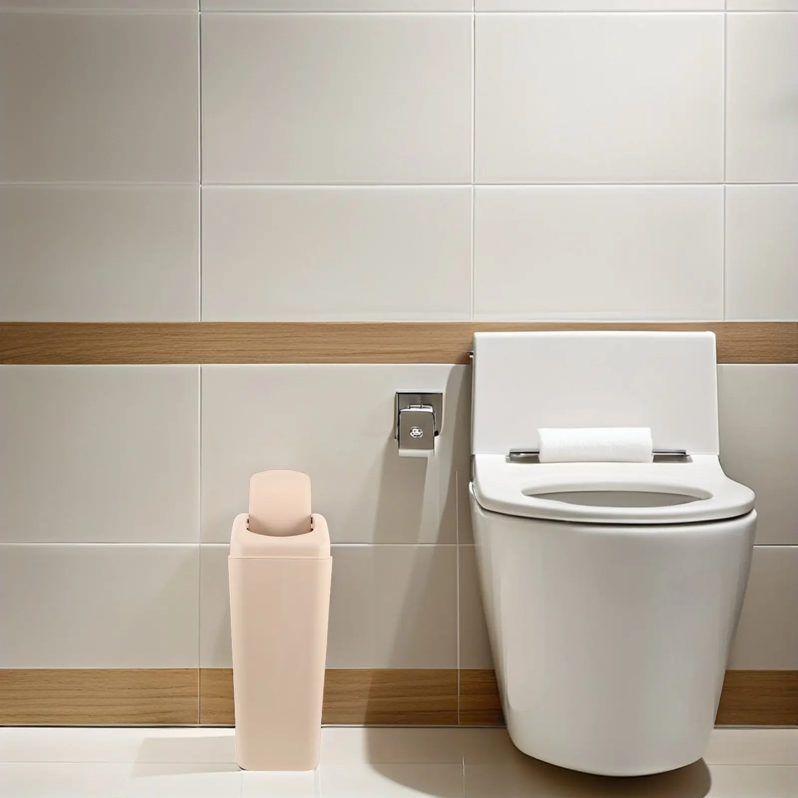 

8L Compact Trash Can with Flip Lid Thickened Material for Bathroom Bedroom Kitchen Large Capacity Indoor Garbage Bin Space