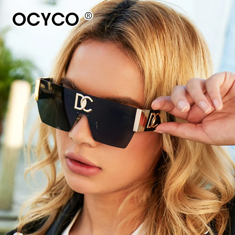 Vintage Rimless Square Sunglasses Women For Men Luxury Brand Designer Fashion Flat Top Goggle Punk Oversized Trend Sun Glasses