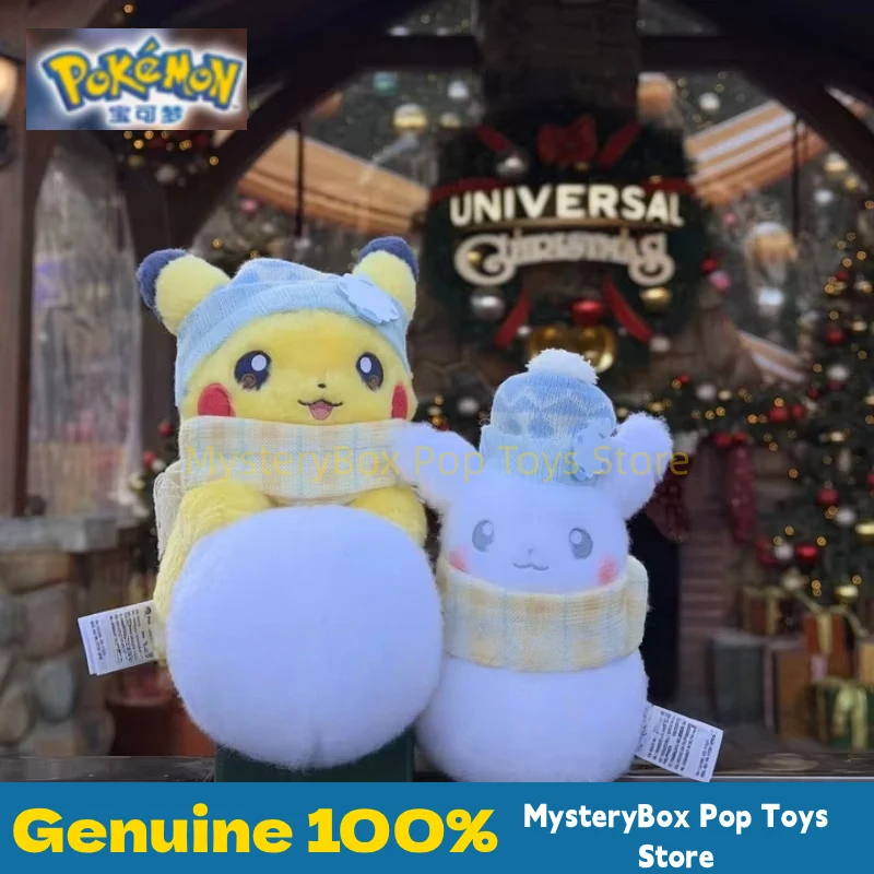 Hot Genuine Pokemon Pikachu Snowman Snorlax Slowpoke Soft Touch Fluffy Figure Desktop Decor Collection Toys Gift For Anime Fans