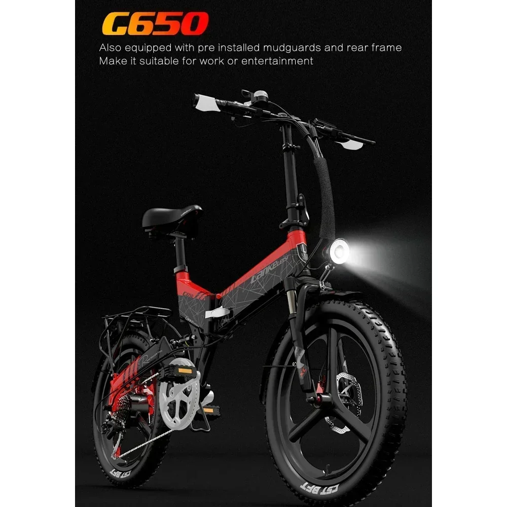 G650 Electric Bicycle 500W Motor 48V12.8AH Removable Battery, Mountain Commuter Electric Bike, Snow folding Electric Bicycle