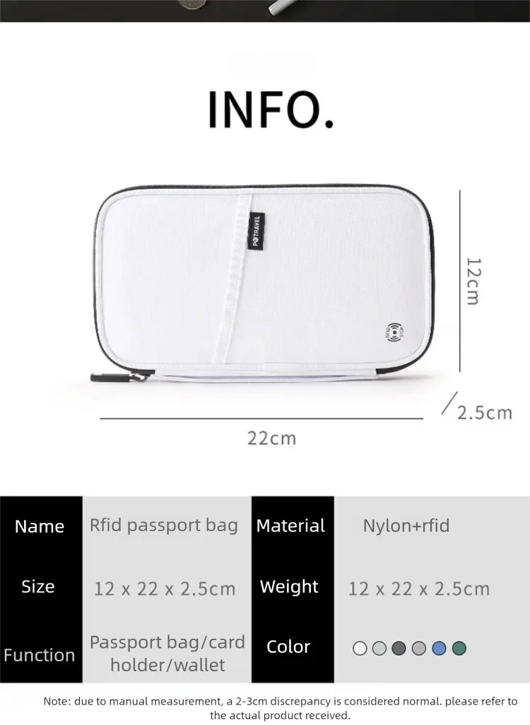 Travel Passport Wallet RFID Blocking Waterproof Card Organizer Bag with Wrist Strap for Men Women Documents Tickets
