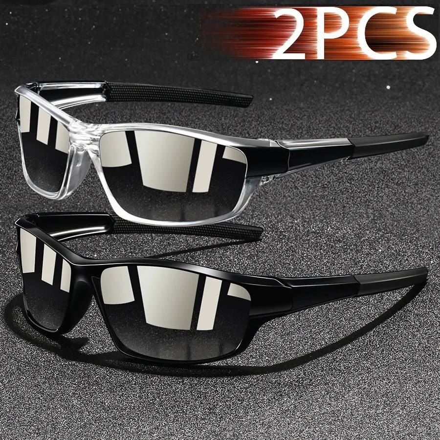 2 PiecesFashion Vintage Sports Sunglasses Men Women Fishing Running Cycling Mountaineering Sport Man Sun Glasses UV400 Eyewear ﻿