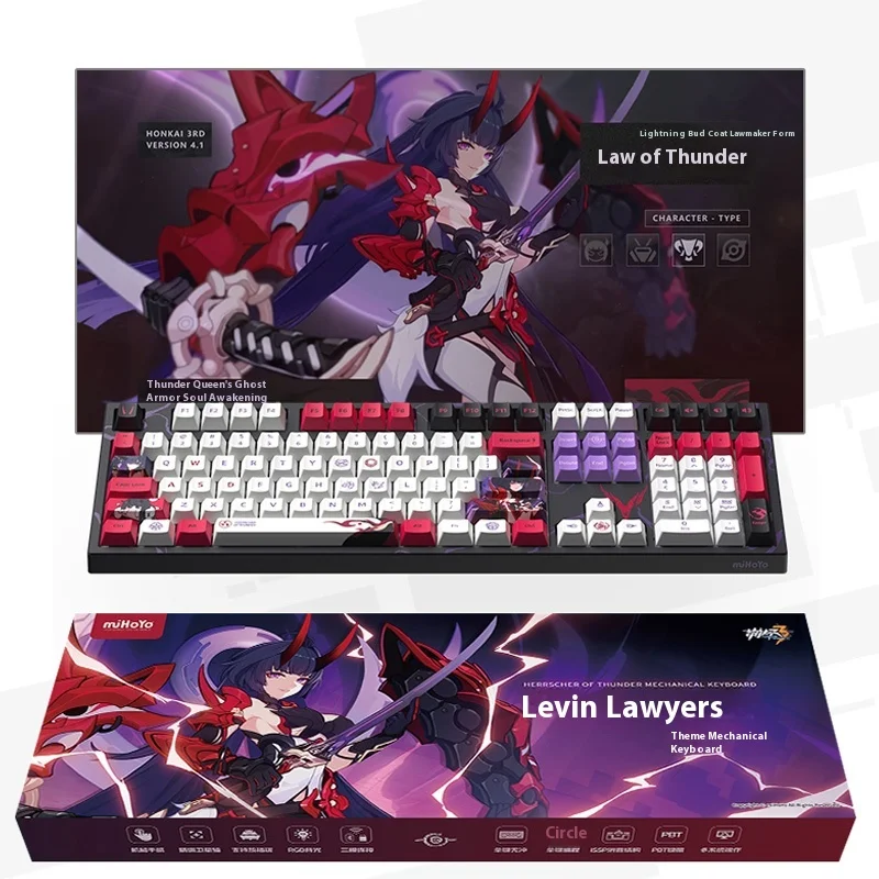 Mihoyo/Honkai Impact 3 Herrscher Of Thunder Custom Three-Mode Mechanical Gaming Keyboard Rgb Black Transparent Digital Keycap