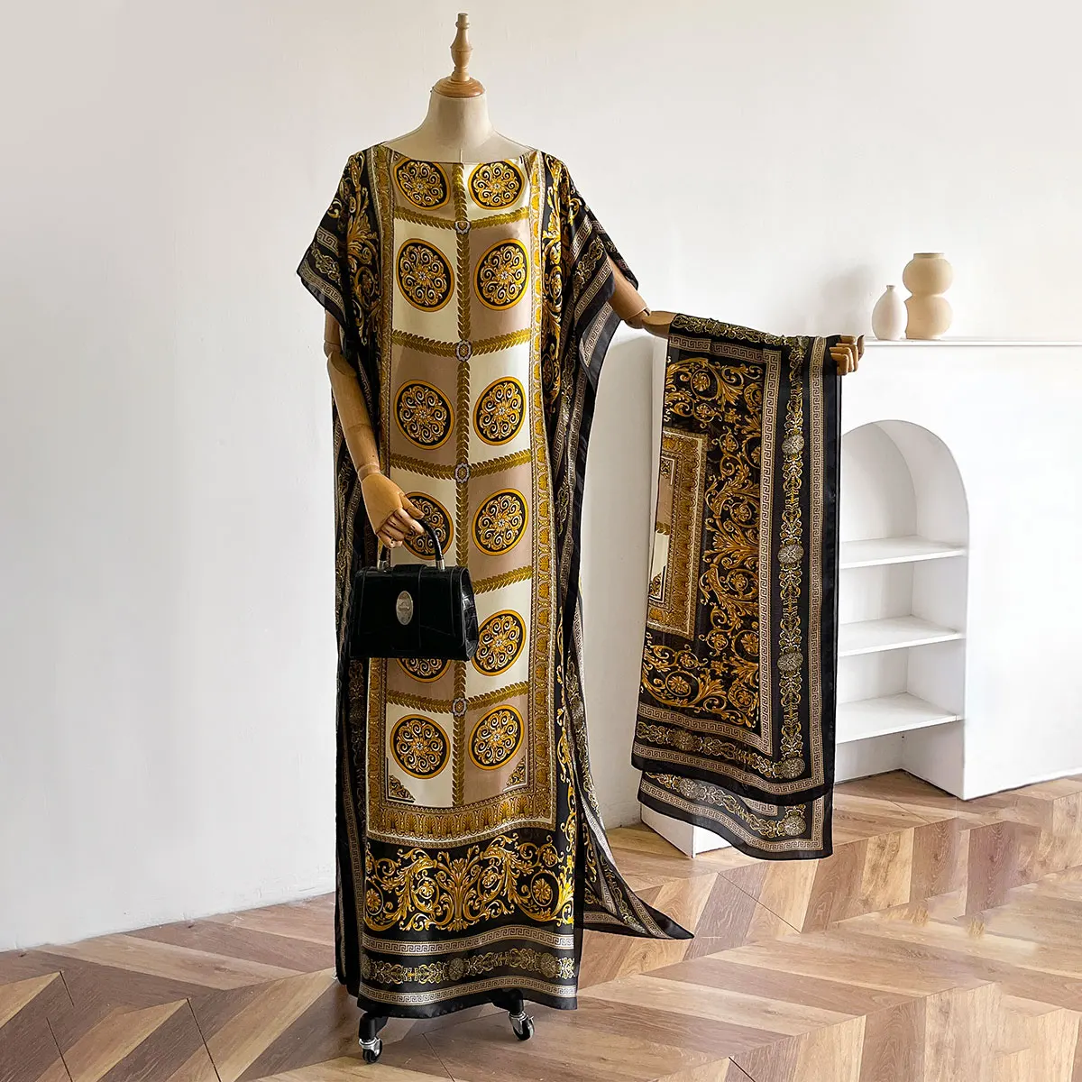 Women's Long Shawl Dubai Fashion MUMU Design Silk Soft Summer Beach Party Dress Accessory Loose Fit African Abaya MOOMOO view 5