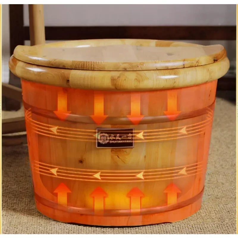 Cordia Shining Thick Pedicur Foot Bucket Wooden With Lid 26cm Insulation Environmental Protection Foot Barrel