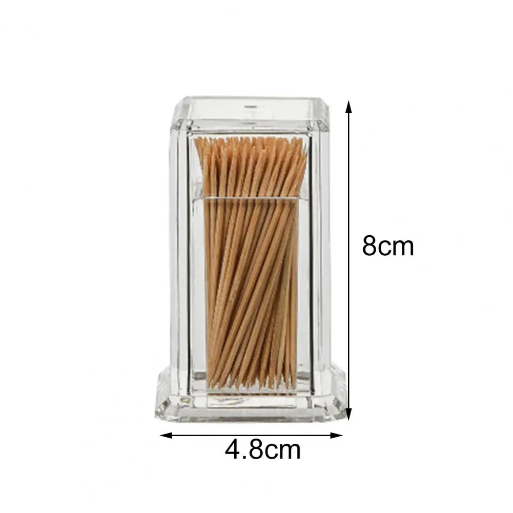 Botella acrílica de palillo de dientes, elegante y limpio, forma cuadrada, no tóxica para el hogar, Gadgets de almacenamiento de cocina, caja de palillo de dientes portátil creativa