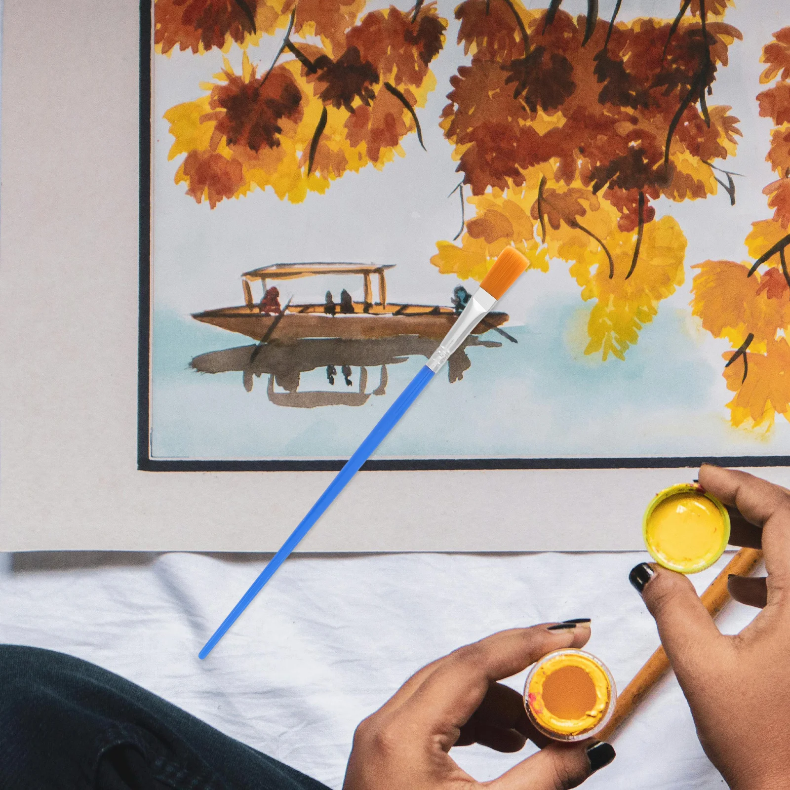 

50Pcs Oil Painting Brushes Flat Tip Nylon Portable Paintbrush Set Professional Art Painting Supplies Watercolor Pigment