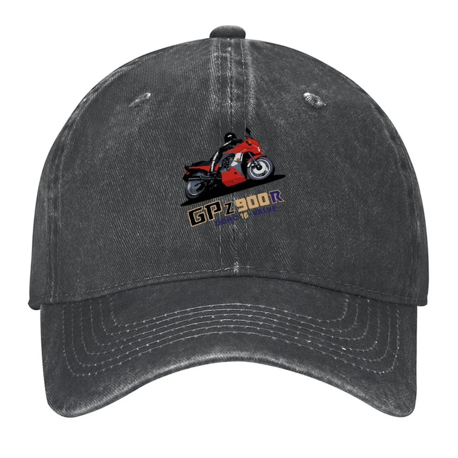 

Custom motorcycle illustration GPz900R Red Gray Baseball Cap Sunscreen Ball Cap designer cap Rave Men's Caps Women's