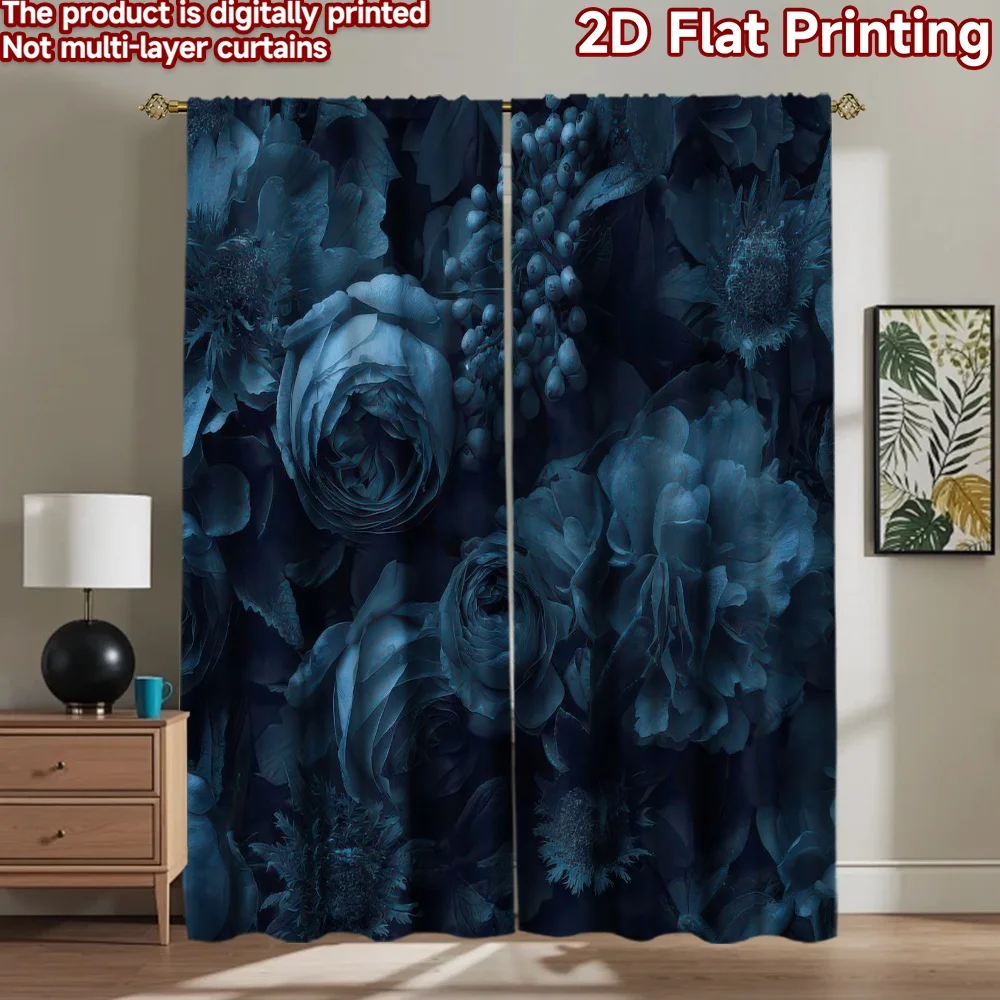 

1pc 2D flat Photography Backdrop Background Banner Blue Floral Arrangement 100% Polyester Family Party Decoration Use for Photo