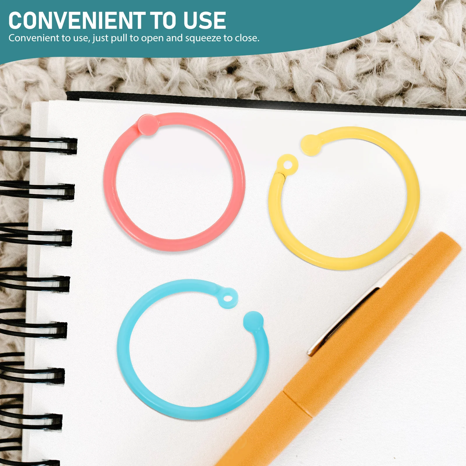 80개 플라스틱 컬러풀 루즈 리프 바인더 링 책 링 교실 가정 사무실용 바인더 링 루즈 리프 링