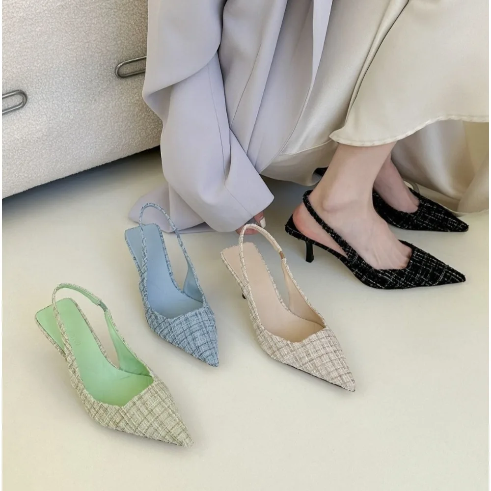 

Fashion brand designed knitted platform heels for women pointed-toe party shoes comfortable large-size summer stiletto sandals