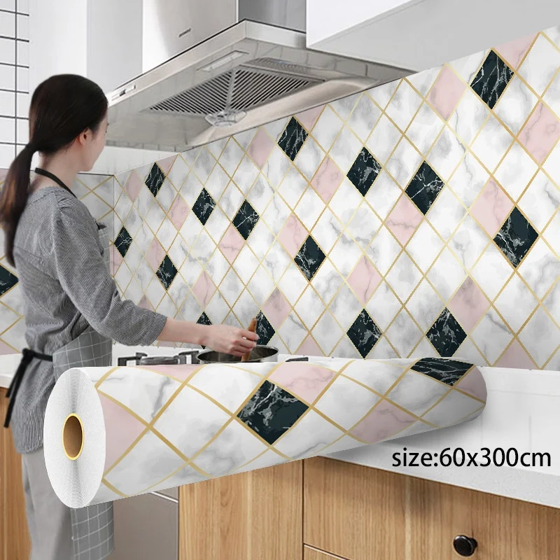 Impermeável auto-adesivo contato adesivos de parede, Modern Sala e cozinha Wallpapers, revestimento de alumínio, Home Decor, 300cm