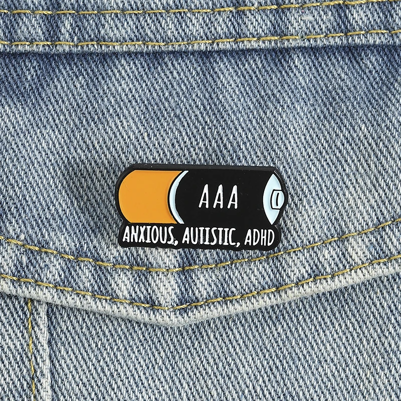 ADHD Power Battery Emaille-Pins: Angst- und Autismus-Broschen, Autismus-Bewusstseins-Abzeichen, Schmuck-Accessoire, Geschenk