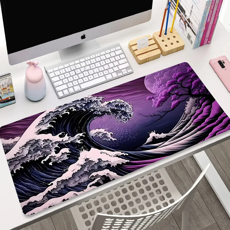 XXL Wave Ripple Mouse Pad Starry Sea Pattern Carpet Pads Office Anti-Slip Rubber Large Table Mat Gamer Mechanical Keyboard Mats