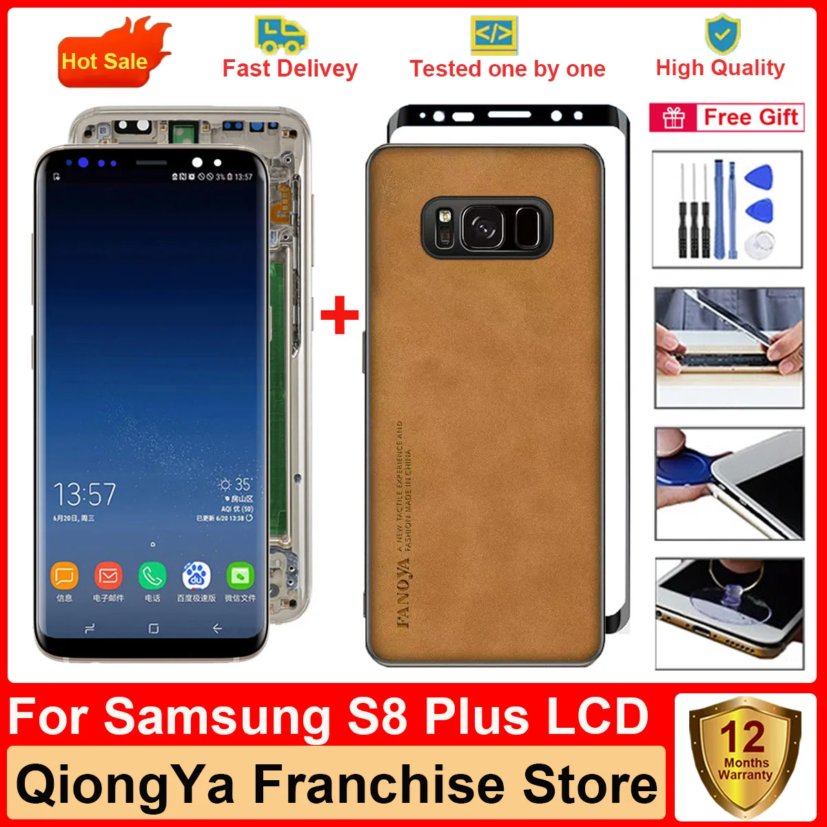 Протестированный 6,2-дюймовый AMOLED s8+ дисплей для Samsung Galaxy S8 Plus G955 SM-G955A G955U G955F G955V ЖК-дисплей + дигитайзер сенсорного экрана в сборе