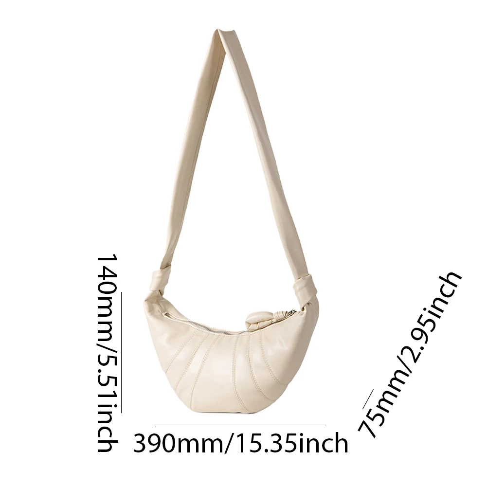 Damska elegancka torba na ramię zapinana na zamek Half Moon torba Crossbody rogalik torba typu Hobo skóra PU o dużej pojemności na imprezę