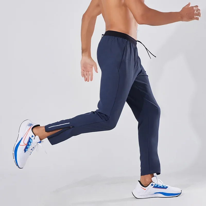 Running Pants Men Sweatpants Sports Joggers Loose Fitness Quick Dry Gym Sportswear Training Tracksuit With Waist Belt Bag Pocket