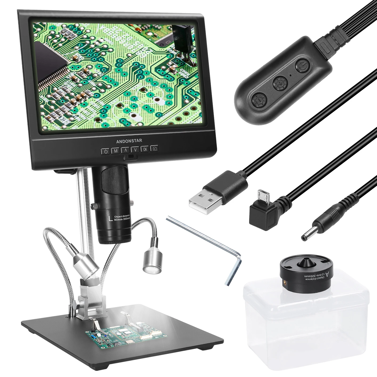 AD209 Digital Microscope 1080P 10inch LCD Display 4X Display Magnification Soldering Microscope Welding Maintenance Workbench