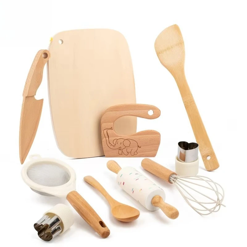 

Kitchen Tools Natural Wooden Wooden Child Safety Knives and Children's Baking Kits for Real Cooking