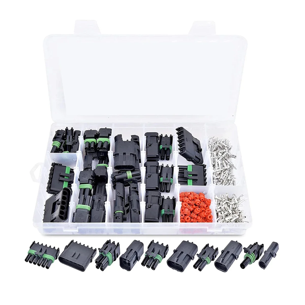 360Pcs Waterproof Automotive Electrical Connector 1/2/3/4/6 Male Female Pin Automotive Wire Connector Plug Kit