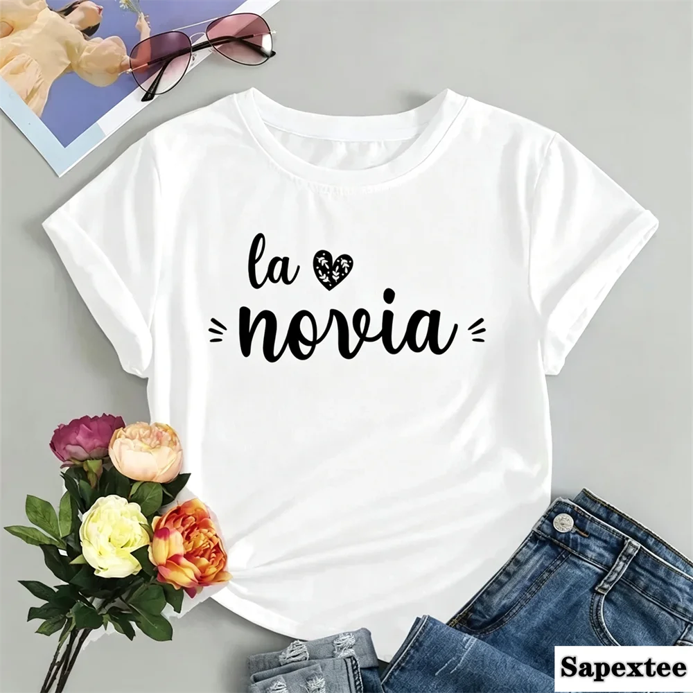 De La Novia Latina T Shirt Women Spanish Boda Espanol Wedding T-shirt Team Bride EVJF Bachelorette Party Clothes Hen Party T Shi