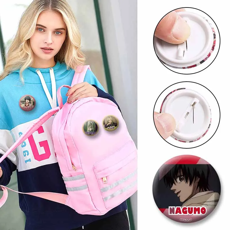 Funny Anime Chibi Pins Cartoon Sakamoto Days Yoichi Taro Heisuke Round Brooch Cute Backpack Clothing Jewelry Badges XMAS Gifts