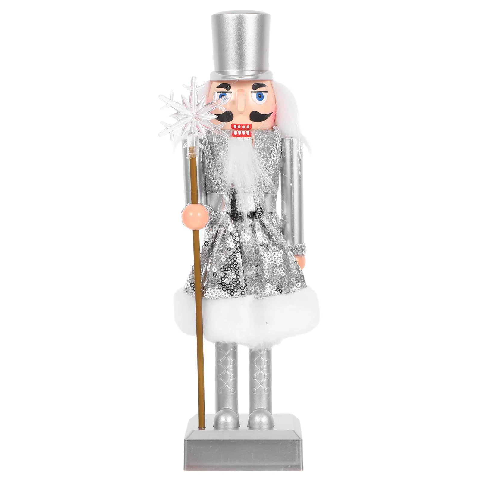 

Vibrant Silver Christmas Nutcracker Soldier Snowflake Desktop Ornament Festive Home Decoration Nutcracker Soldier