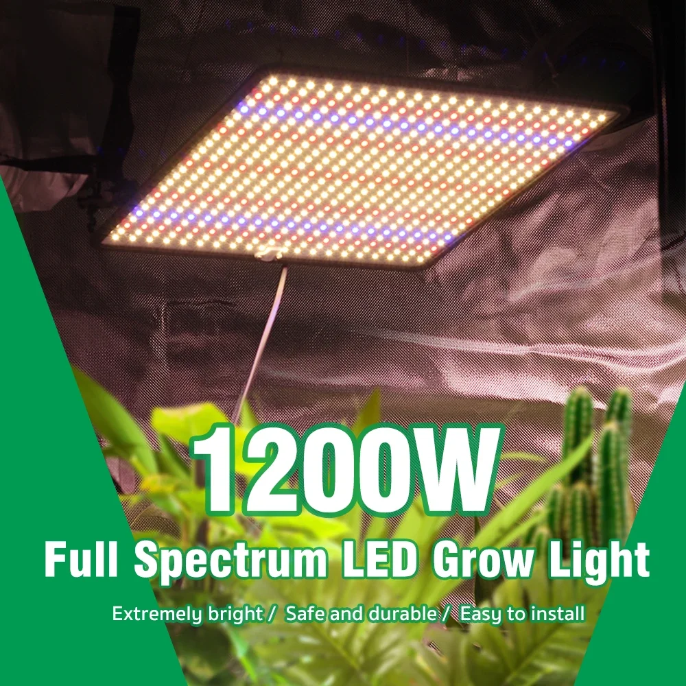 Lâmpada de Crescimento Vegetal LED, Espectro Completo, Estufa, Quadrado, Tenda Suculenta, Plantação, Ultrafino, 45W