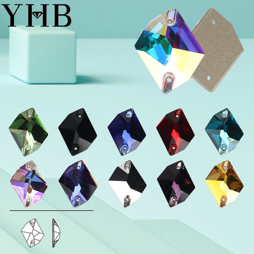 YHB-Cosmic Vidro Cristal AB Luar Costura Pedras, Flatback Costurar em Strass, Vestuário Roupas e Sacos, Qualidade Superior