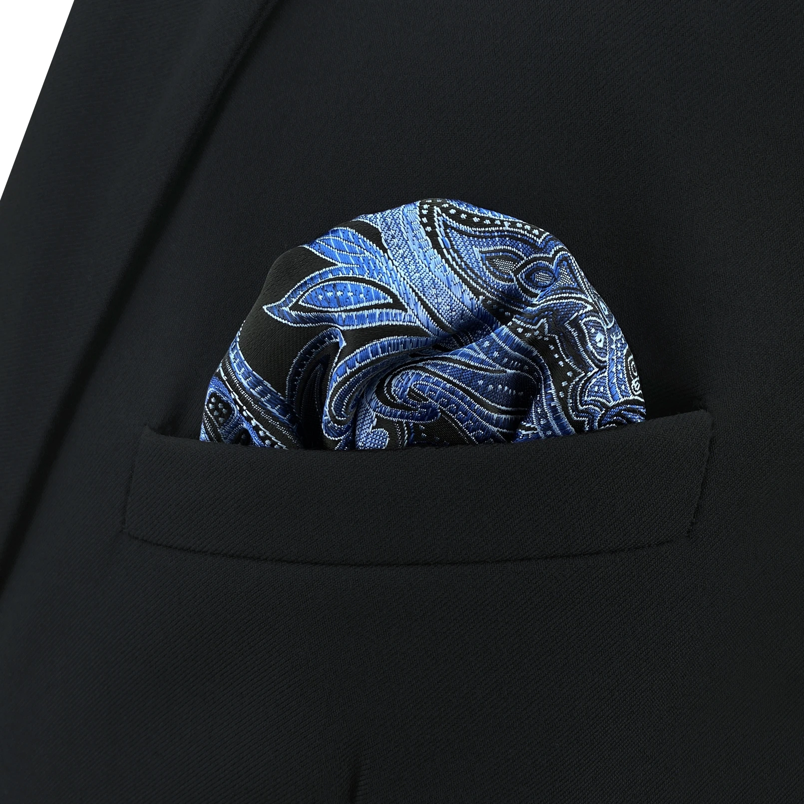 Blue Floral Paisley Mens Pocket Square Classic Silk Purple Hanky Business Fashion Handkerchief Wedding