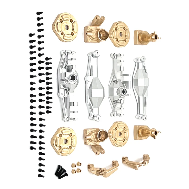 RC รถอัพเกรดด้านหน้าและด้านหลังเพลาทองเหลืองถ้วย C สะพานชุดสําหรับ MJX 1/12 H12Y H12Y + RC รถอุปกรณ์เสริม SILVER