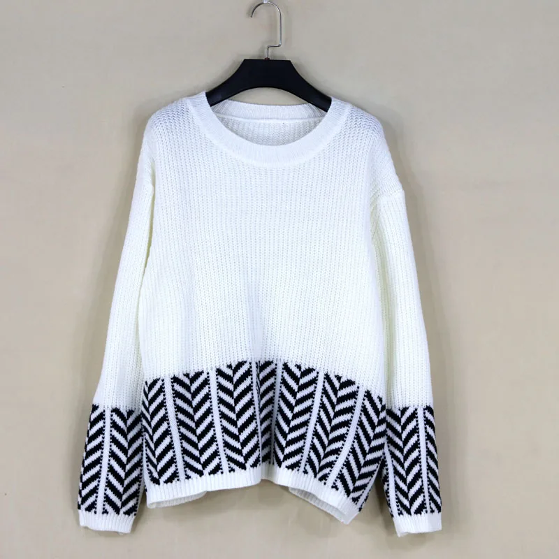 

Loose Fit Women's round Ne Knitwear Sweater Autumn Winter Thiened Base Layer irt Street Sle Splicing Polyester Fiber