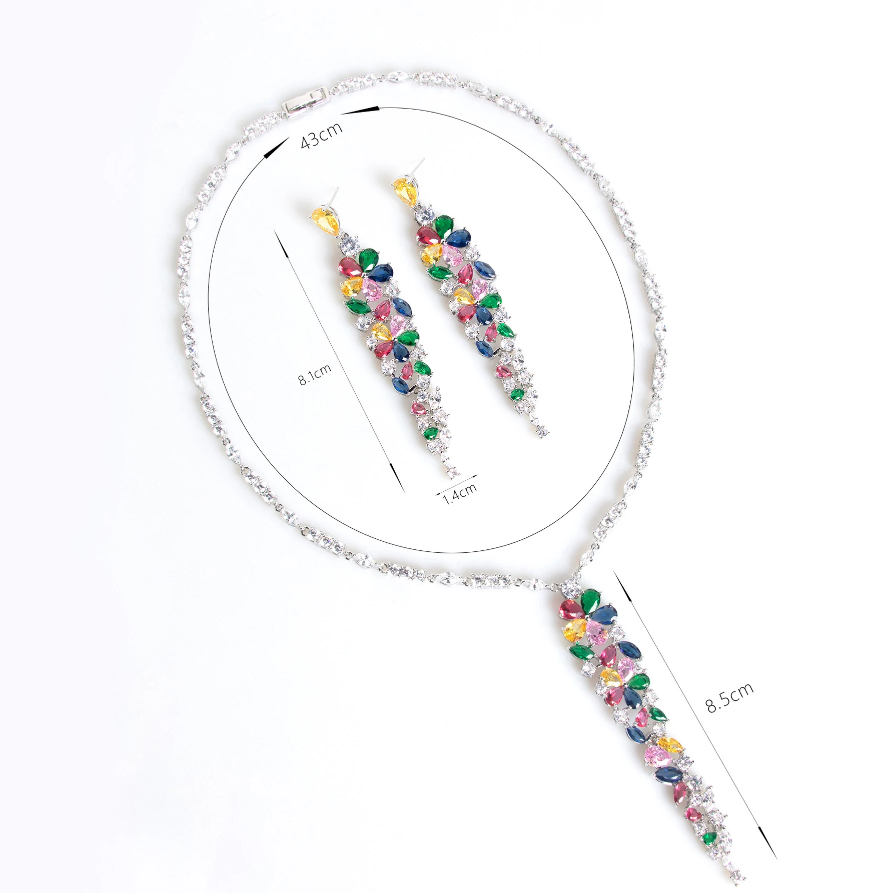 Dazzling Jewelry 2 Piece Set Fashion Multi-Color Necklace Earrings Women's Dress Suitable for Wedding Prom Holiday Gift M-792