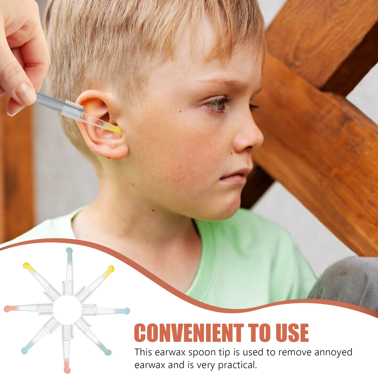 8 قطعة ملعقة شمع الأذن البصرية القابلة للاستبدال مادة البولي بروبيلين أداة تنظيف الأذن كاميرا الأذن ملعقة مدمجة مزيل شمع الأذن ملحق #3