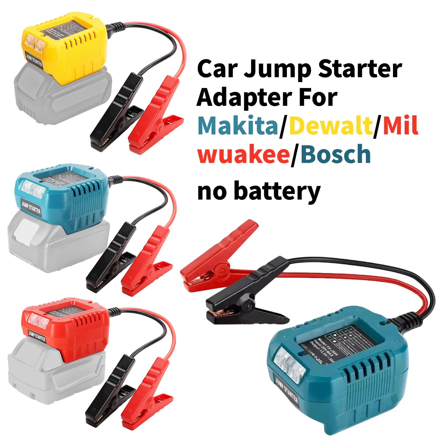 Car Jump Starter Adapter Compatible with for Makita/Milwaukee/Dewalt/Bosch 18 V/20 V,Portable 11 AWG 1.2 FT Jumper Cable Kit