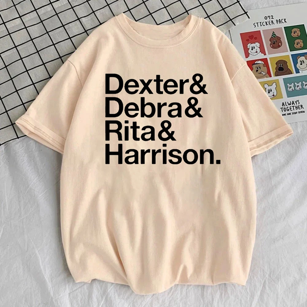 تلفزيون بلاي ديكستر مورغان ريتا بينيت ديبرا مورغان تي شيرت الرجال النساء ملابس قصيرة الأكمام خمر القطن عادية فضفاض تي شيرت