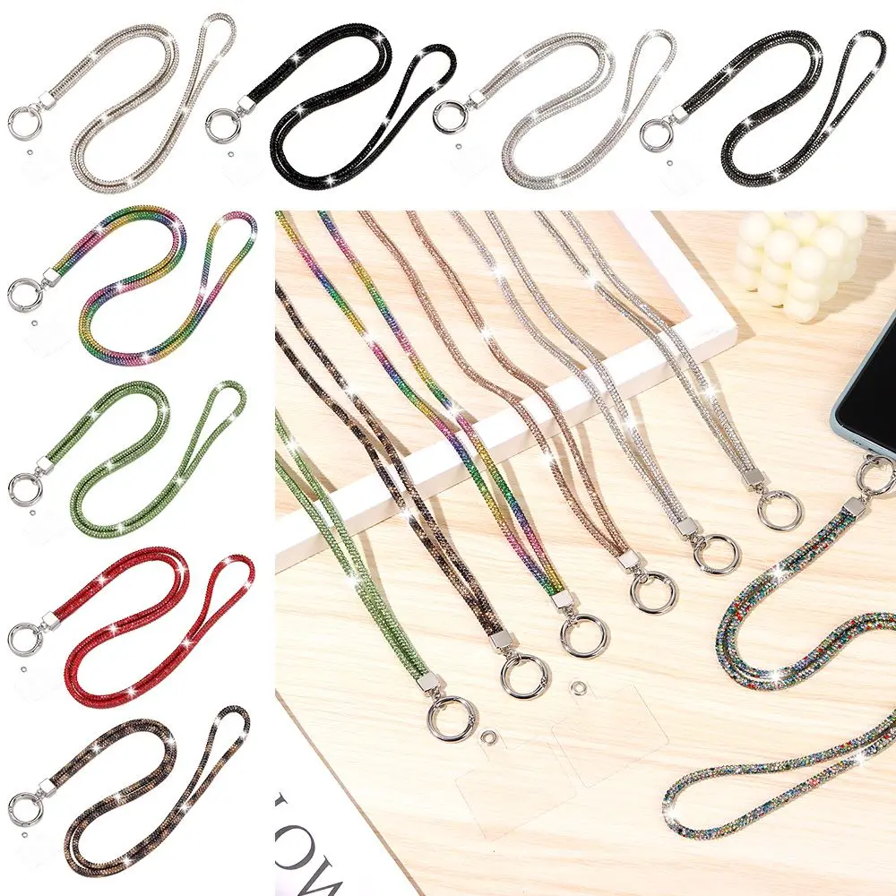 Fashion Bling Bling Keychain Rhinestone Phone Lanyard Hanging Cord Crystal Anti-lost Rope Chain Straps
