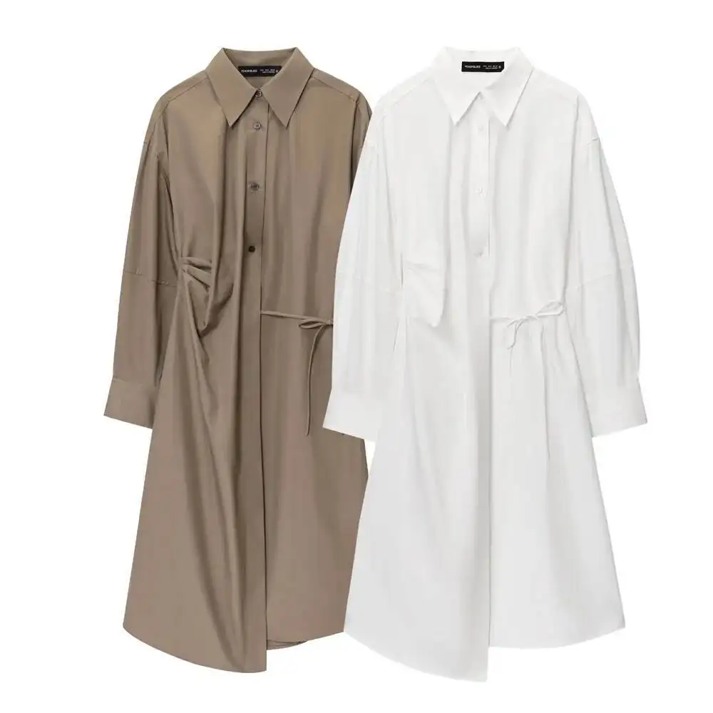 Autumn Women's Clothing New Casual Simple Shirt Dress Long Skirt