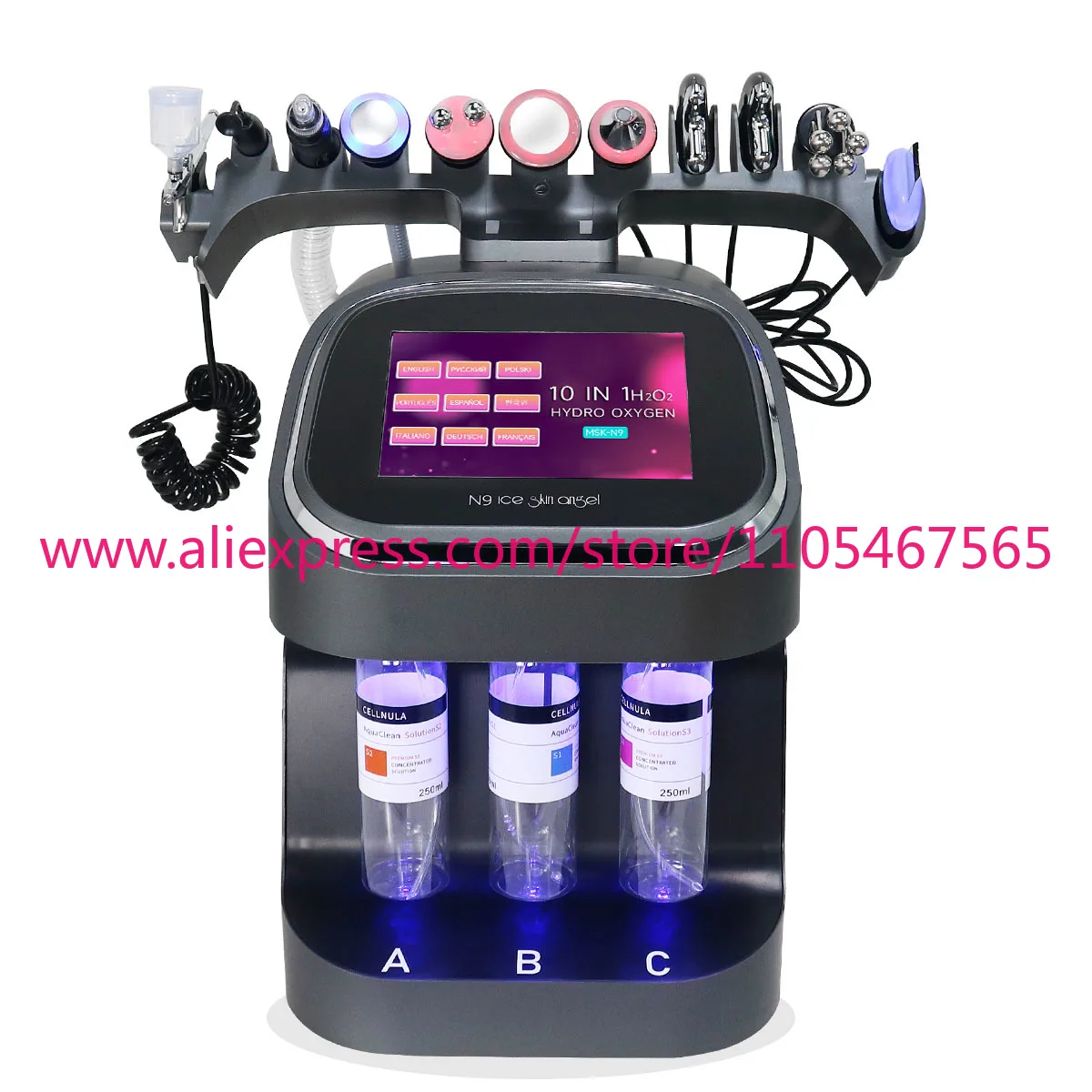 1PCS 10 in 1 Microcrystalline Dermabrasion Water Peeling Machine Water Oxygen Facial Dermabrasion Deep Cleaning H2o2 Machine