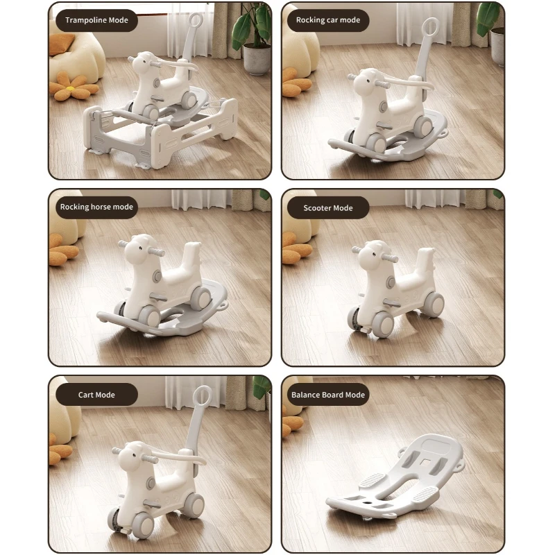 子供用多機能トランポリンロッキングホースおもちゃ、安全なベビーロッキングホース、屋内幼児アクティビティプレイ、乗用玩具馬