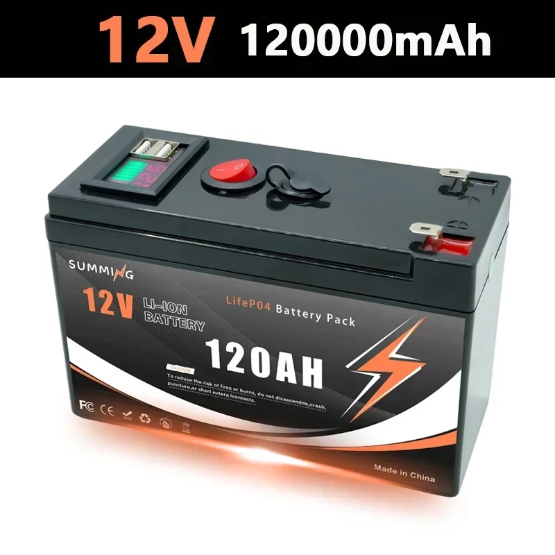 12V 18650 lithiumbatterij 150000mAh LiFePO4 4000+ diepe cycli Ingebouwde BMSUPS, kajakviszoeker, zonnepaneel, elektrische wielen