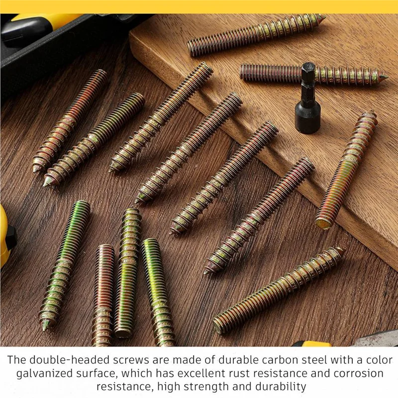 A74E-Hanger Bolts 5/16-18 X 2 Inch 20 Pack Double Headed Self Tapping Screw Threaded Rod Screws With Driver Included