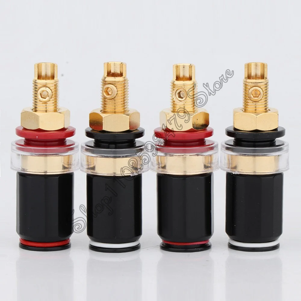 10pcs HIFI Speaker Terminal 50mm Pure Copper Gold-plated Terminal Block Amplifier Audio Banana Jack Socket Connector