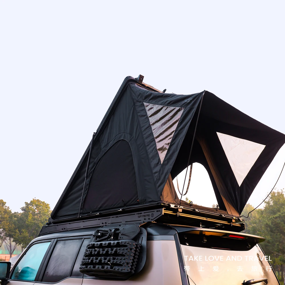 ADA OVERLAND Hot Sell Triangle Hard Shell Rooftop Tent, Aluminum Material Waterproof Design for Car Camping